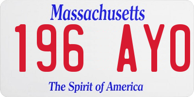 MA license plate 196AY0