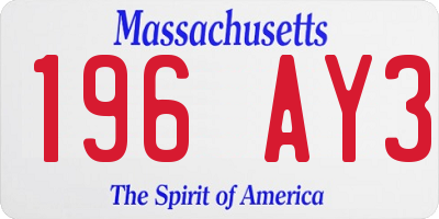 MA license plate 196AY3