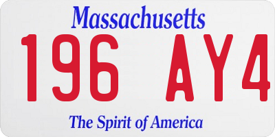 MA license plate 196AY4
