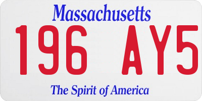 MA license plate 196AY5