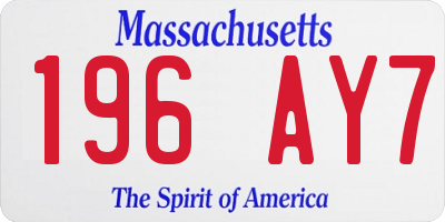 MA license plate 196AY7