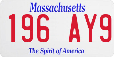 MA license plate 196AY9