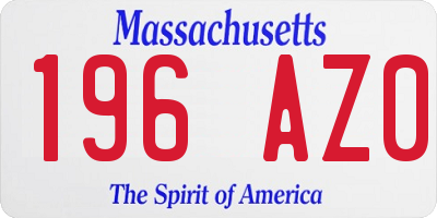 MA license plate 196AZ0