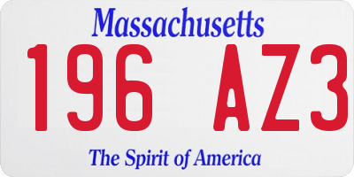 MA license plate 196AZ3