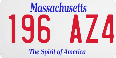 MA license plate 196AZ4