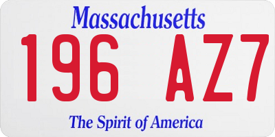MA license plate 196AZ7