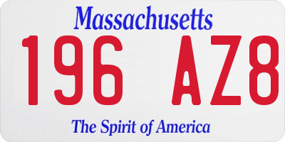 MA license plate 196AZ8