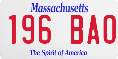 MA license plate 196BA0