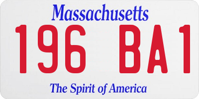 MA license plate 196BA1