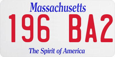 MA license plate 196BA2