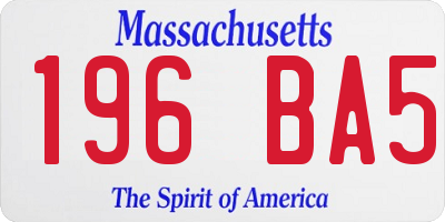 MA license plate 196BA5