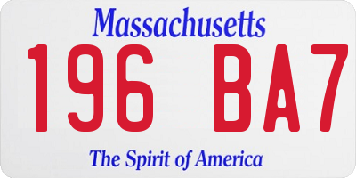 MA license plate 196BA7