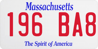 MA license plate 196BA8