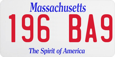 MA license plate 196BA9