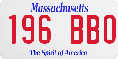 MA license plate 196BB0