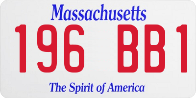 MA license plate 196BB1
