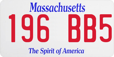 MA license plate 196BB5