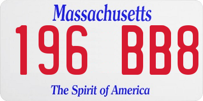 MA license plate 196BB8