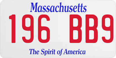 MA license plate 196BB9