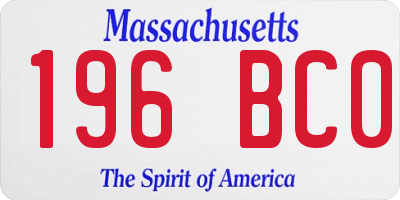 MA license plate 196BC0