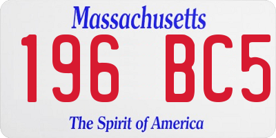 MA license plate 196BC5