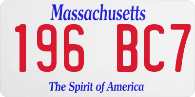 MA license plate 196BC7