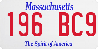 MA license plate 196BC9