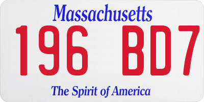 MA license plate 196BD7
