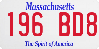 MA license plate 196BD8