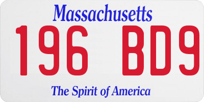 MA license plate 196BD9