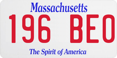 MA license plate 196BE0