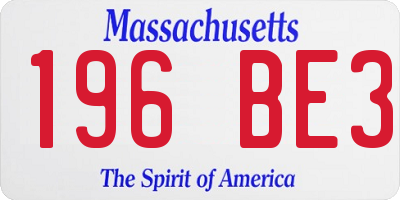 MA license plate 196BE3