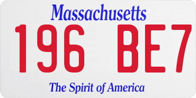MA license plate 196BE7