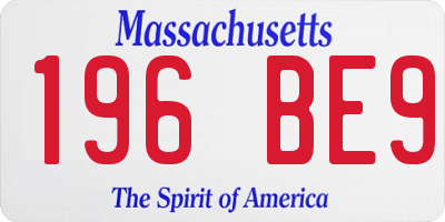 MA license plate 196BE9