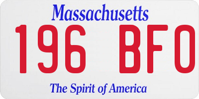MA license plate 196BF0