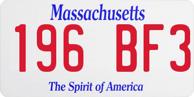 MA license plate 196BF3