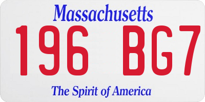 MA license plate 196BG7