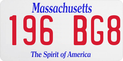 MA license plate 196BG8