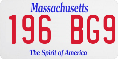 MA license plate 196BG9