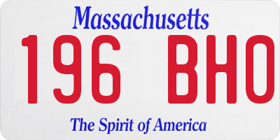 MA license plate 196BH0