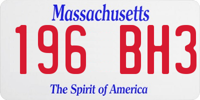 MA license plate 196BH3