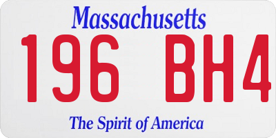 MA license plate 196BH4