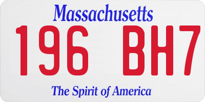 MA license plate 196BH7