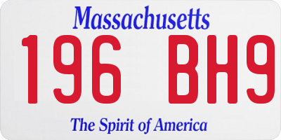 MA license plate 196BH9