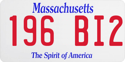 MA license plate 196BI2