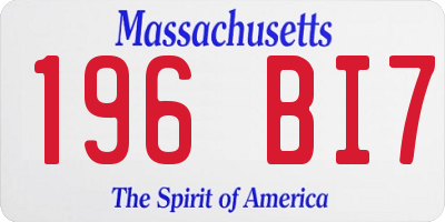 MA license plate 196BI7