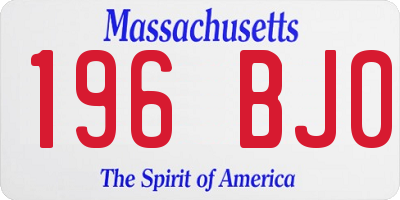 MA license plate 196BJ0