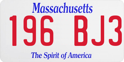 MA license plate 196BJ3