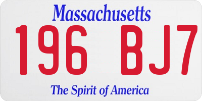 MA license plate 196BJ7