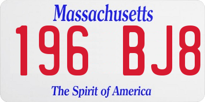 MA license plate 196BJ8
